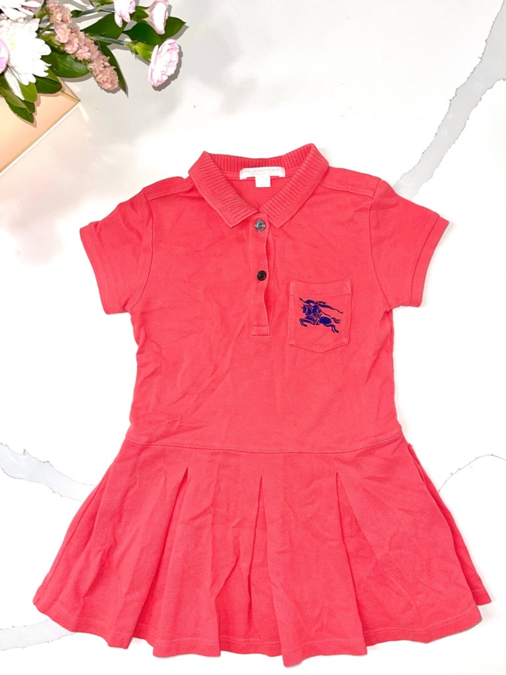 Burberry Pink Polo Dress with Navy Logo